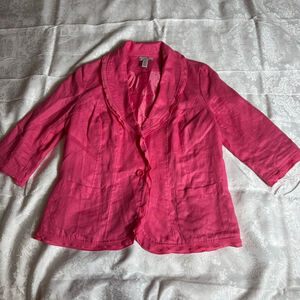 Women's Kim Rogers Petite Pink Linen Blazer MP